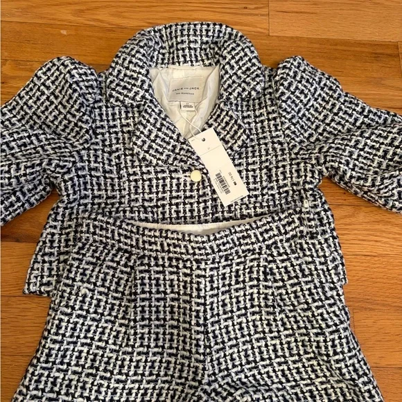 Janie and Jack Navy Blue and White TweedKids Set